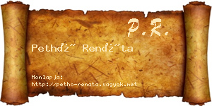 Pethő Renáta névjegykártya